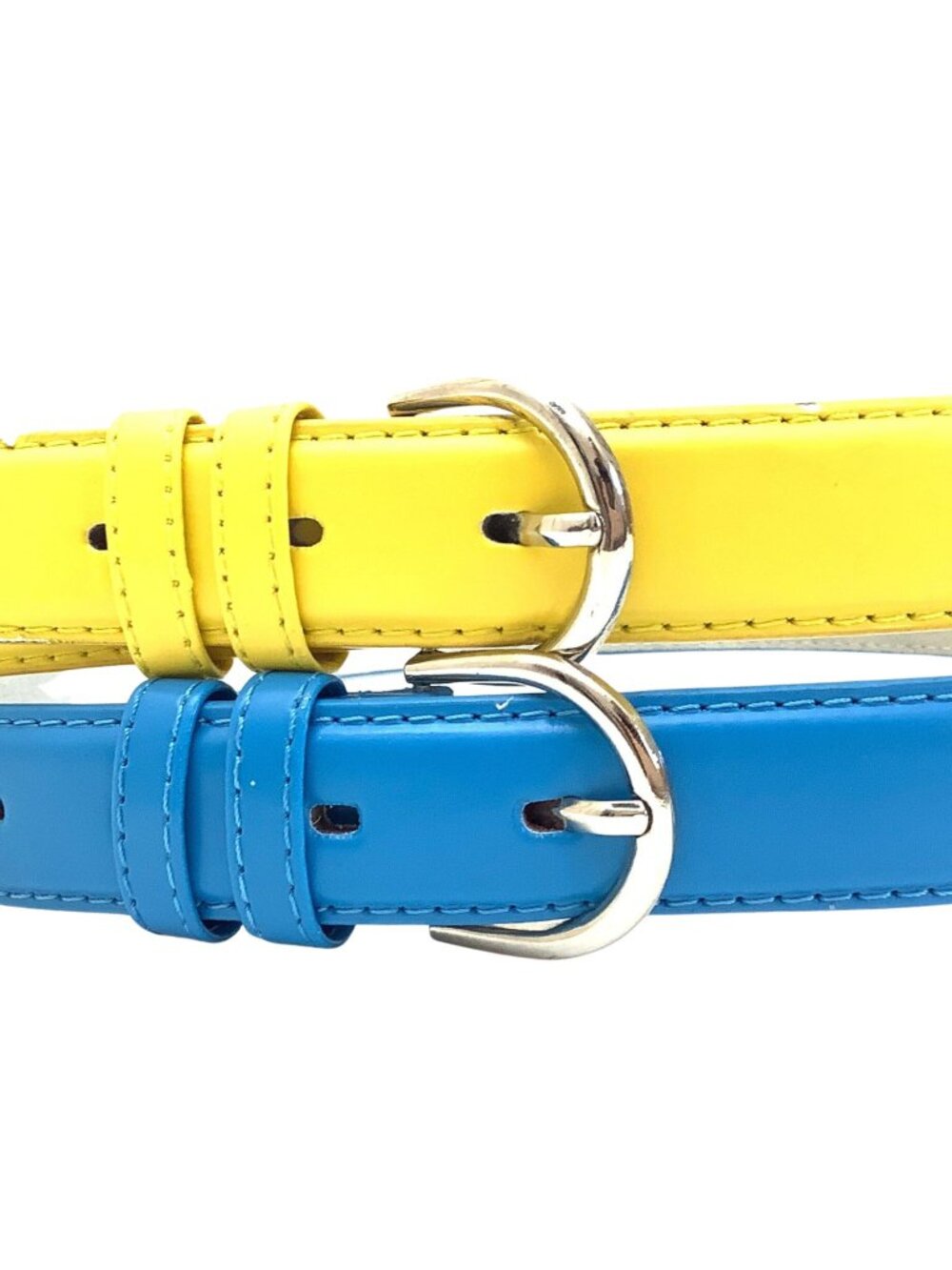 Yellow and Blue Leather Belts Bundle 1990s Deadstock Size Medium